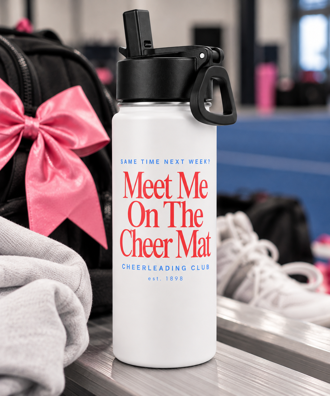 Meet Me On The Cheer Mat Water Bottle