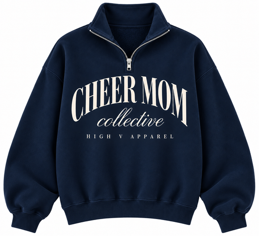 Cheer Mom Collective Quarter Zip - Navy