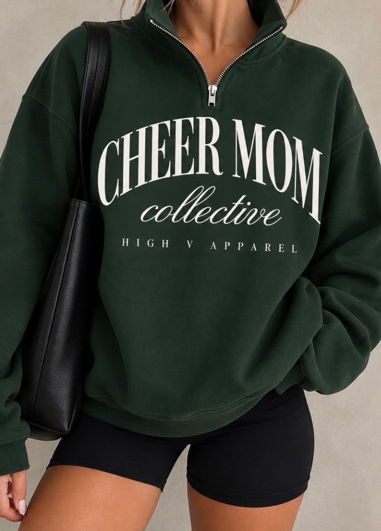 Cheer Mom Collective Quarter Zip - Green