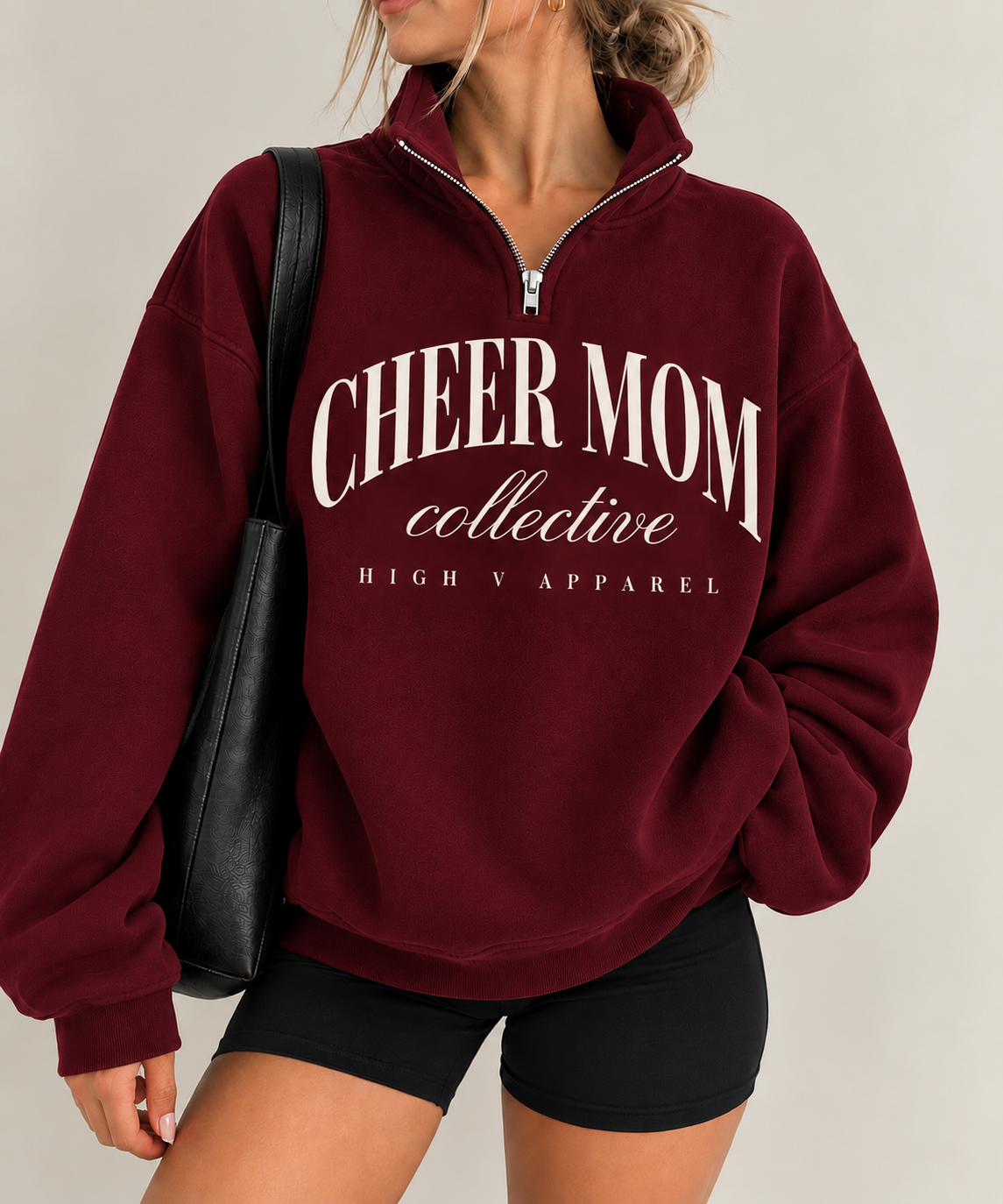 Cheer Mom Collective Quarter Zip - Maroon